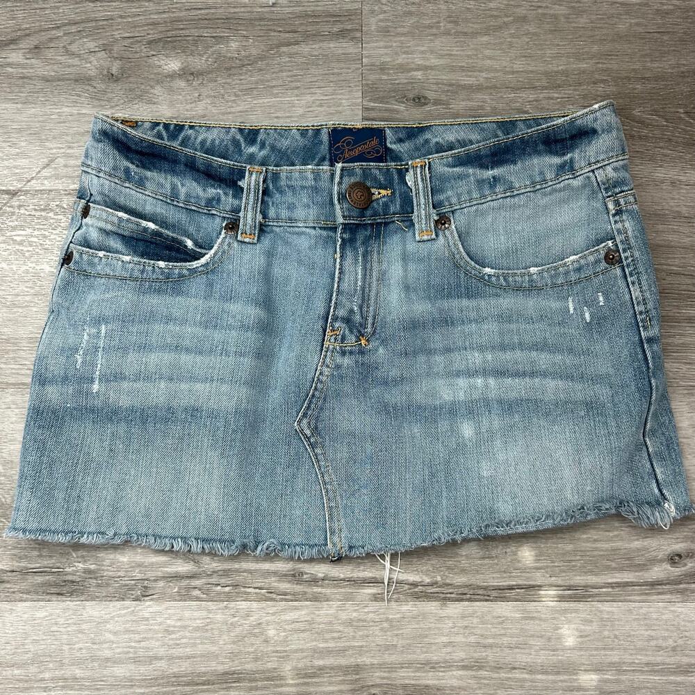 Y2K Vintage Aeropostale Mini Skirt Denim Jean Micro Skirt Bar Country Size 28
